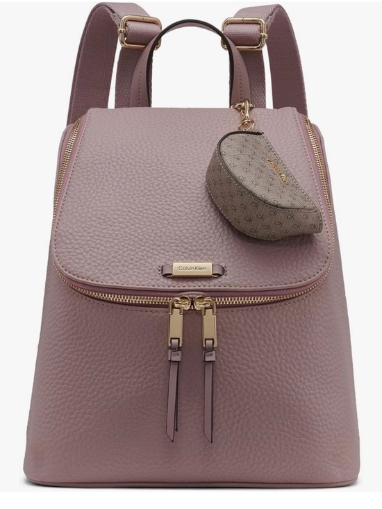 Calvin Klein Handbags - Calvin Klein Zulle Mauve Pebbled Leather Backpack with coin/airpods purse